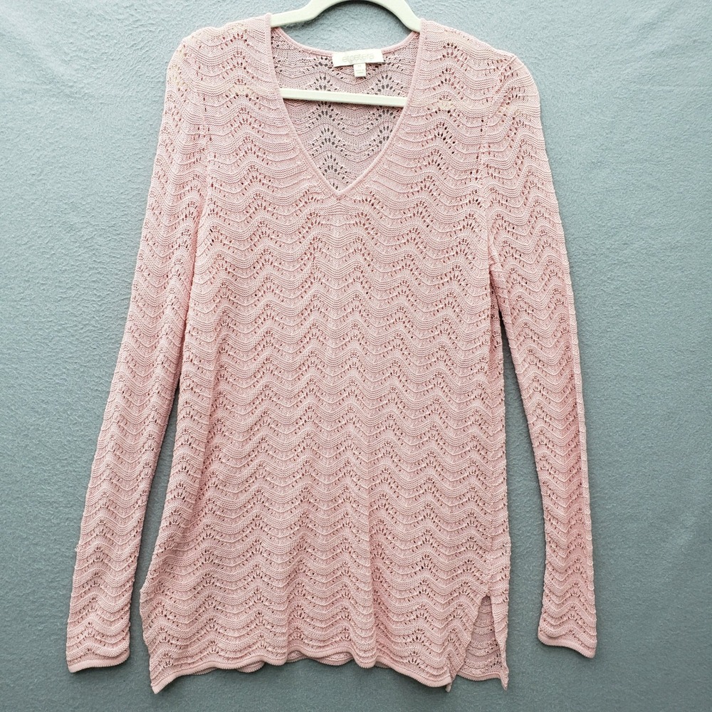 Etcetera Loose Knit Sweater Light Pink Coquette Layering Sheer Feminine Size M